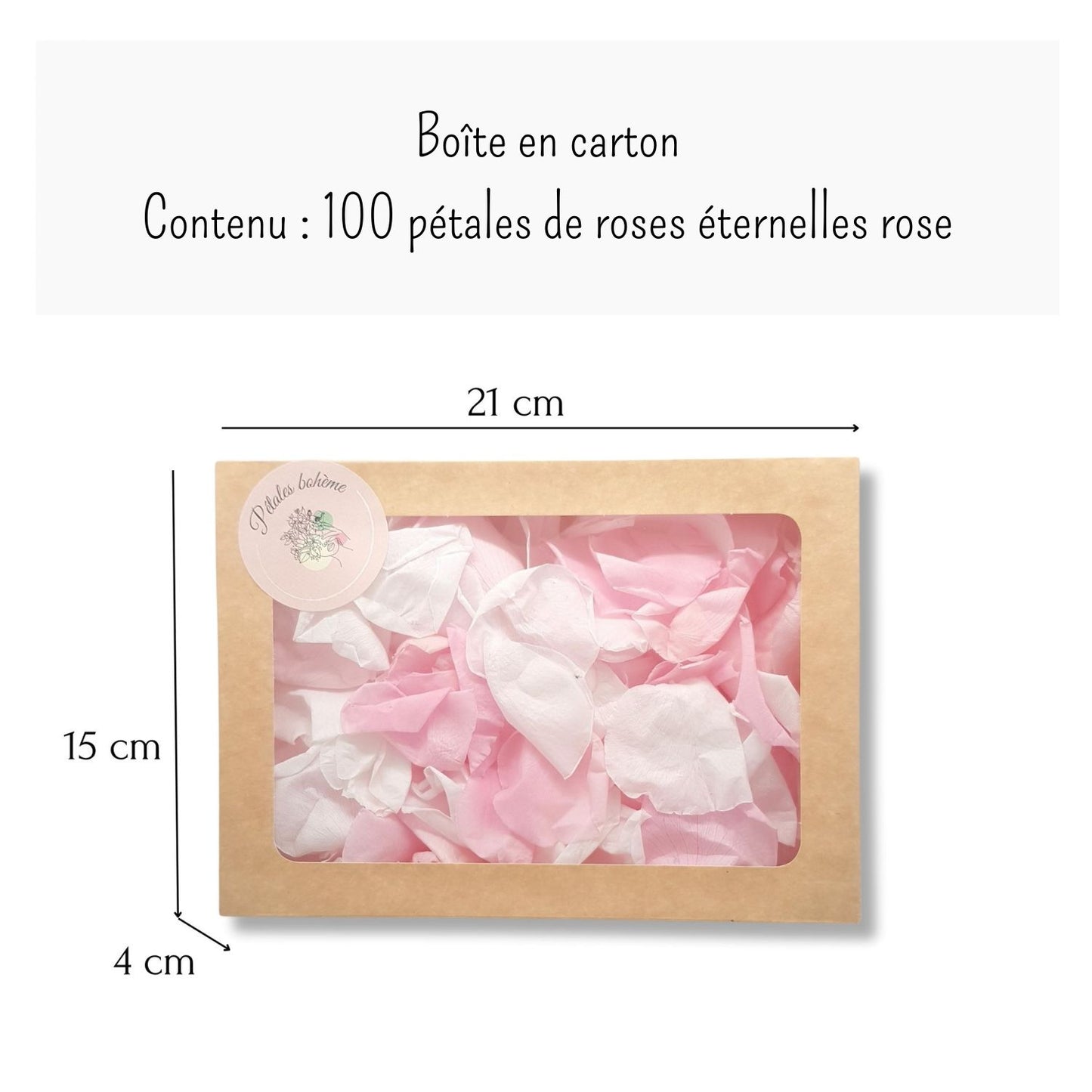 Girly - Pétales de rose éternelle blanche et rose