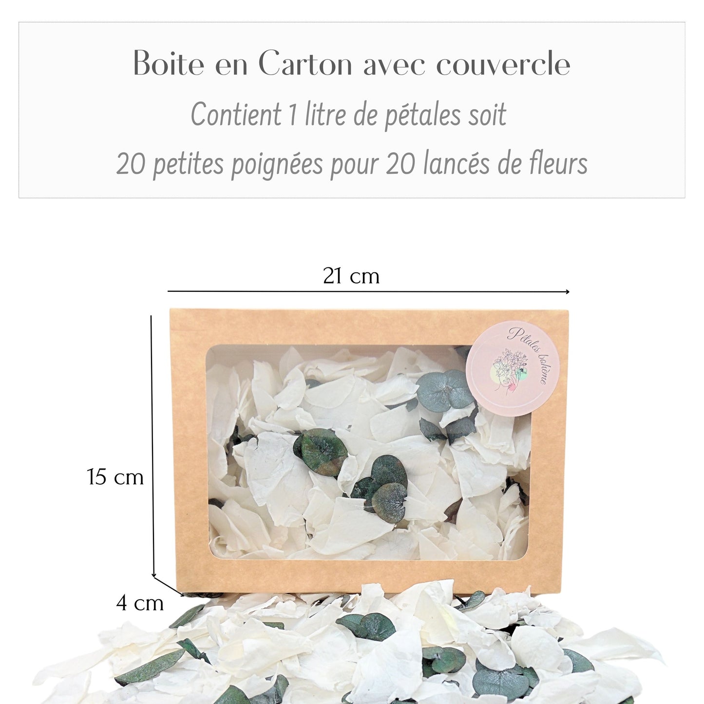 Eternelle - Pétales de rose blanches eucalyptus