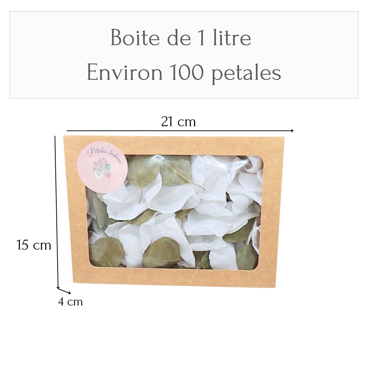 Pétales de Roses blanches Feuille d'Eucalyptus séché