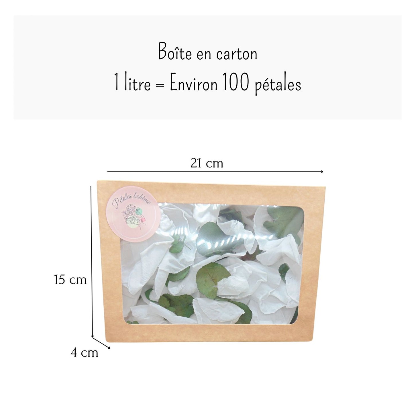 Eternelle - Pétales de Roses blanches feuille d'Eucalyptus