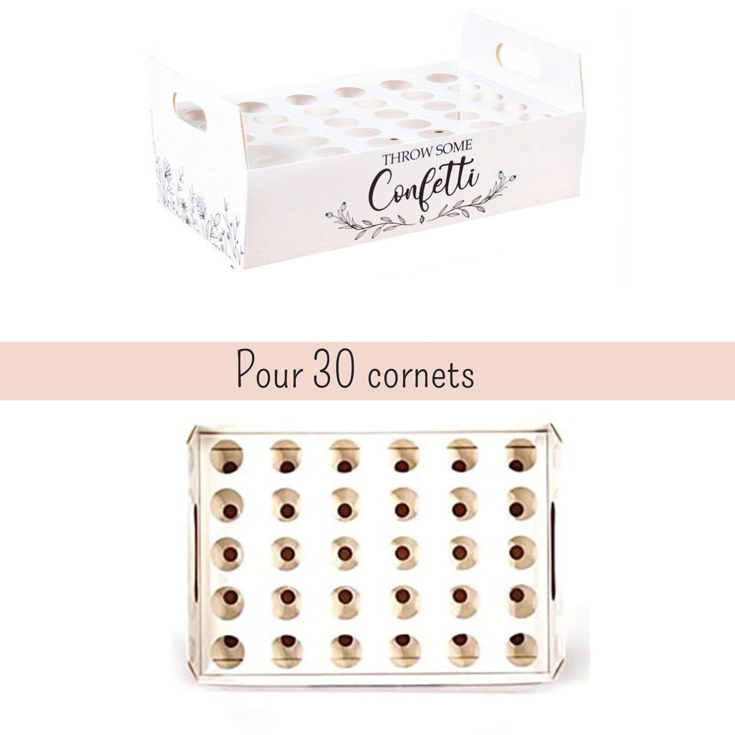 Porte cornet à confettis - Présentoir plateau de confettis de mariage