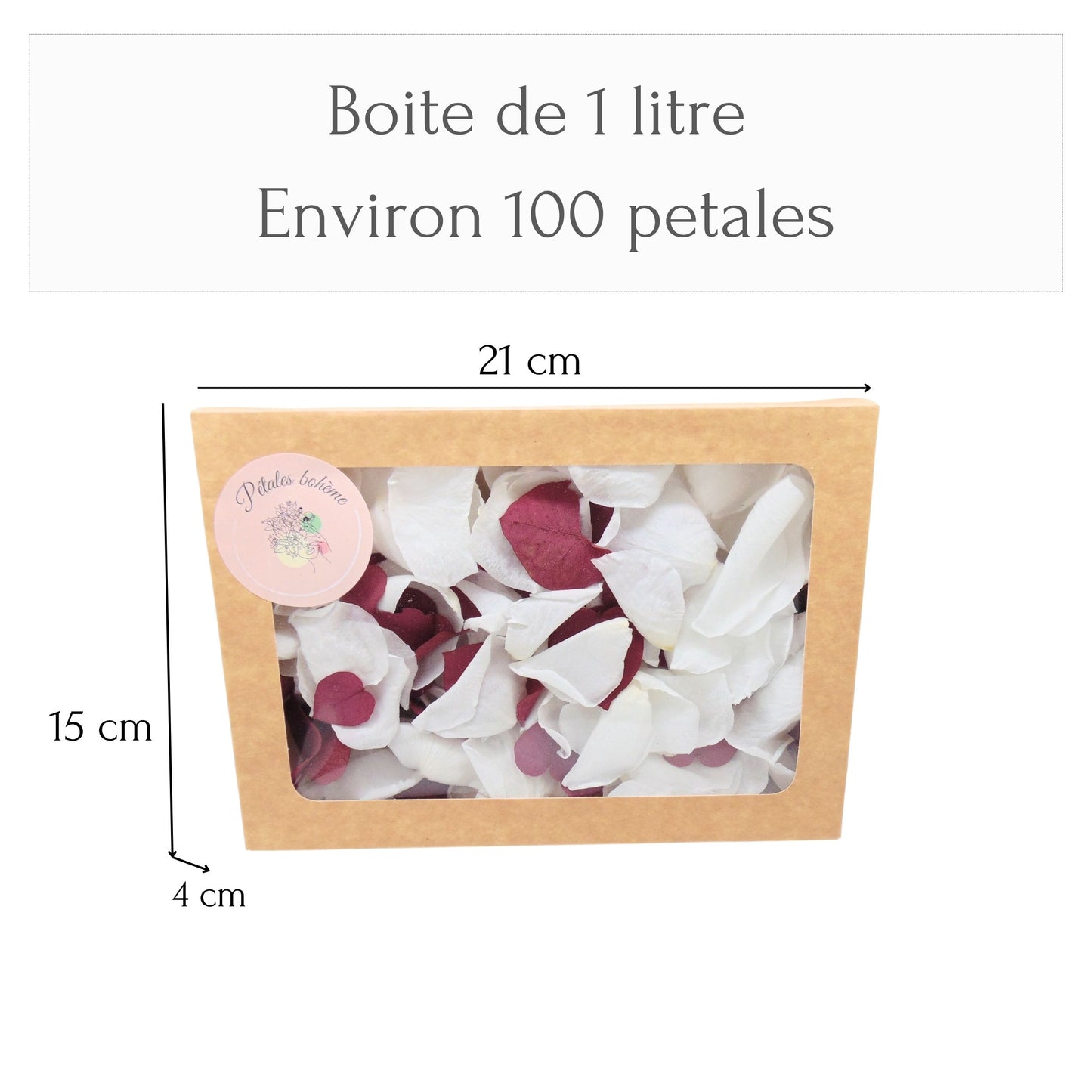 Pétales de Roses blanches éternelle feuille d'Eucalyptus bordeaux