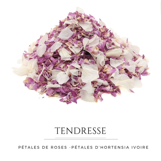 Tendresse - Confettis de Fleurs Séchées Mariage rose et blanc