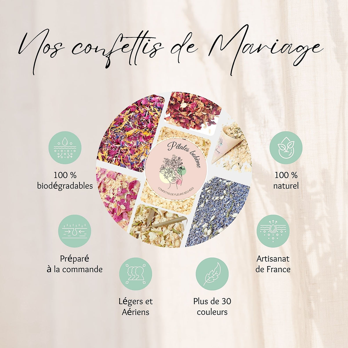 Elégance - Confettis Fleurs Séchées Mariage