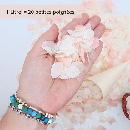 Pétales d'Hortensia séché Rose Ivoire - Confettis de Mariage