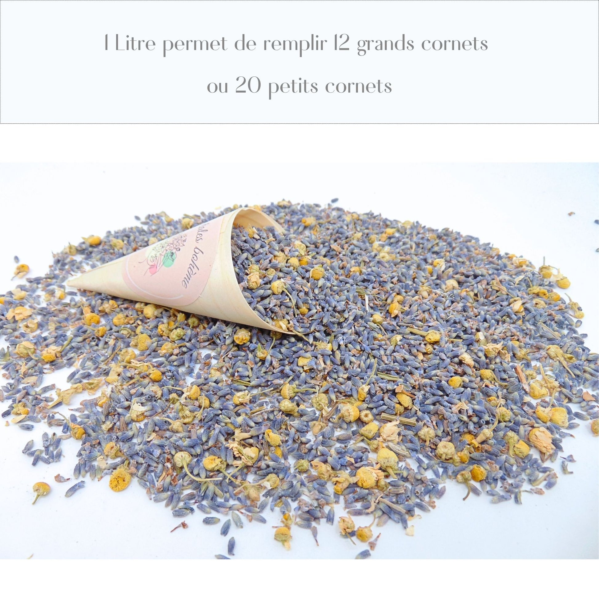 Cornet confettis mariage lavande camomille