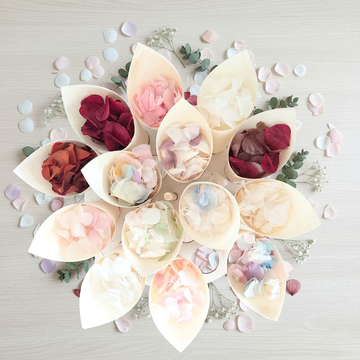 Pétales d'hortensia avec Cornet - Confettis de Mariage