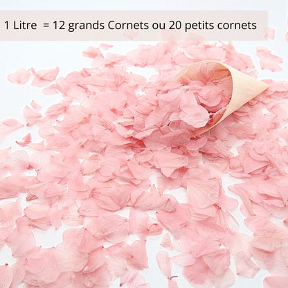 Pétales d'Hortensia séché Rose Antique - Confettis fleurs Mariage