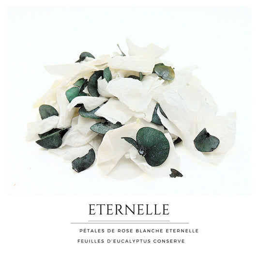 Eternelle - Pétales de rose blanches eucalyptus