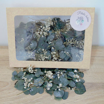 Lot De 10 Mini Bouquets De Fleurs Séchées - Eucalyptus Et Gypsophile Blanc Stabilisé, Décoration Mariage Et Table