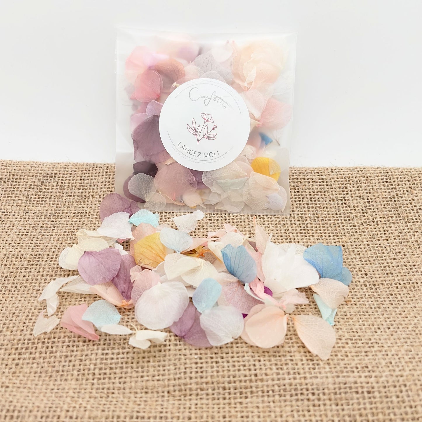Sachet Pétales d'hortensia séché - Confettis de Mariage