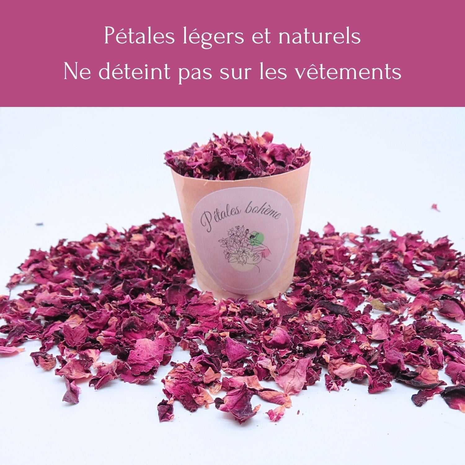 pot  confettis de fleurs séchées mariage petales de rose