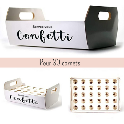 Porte cornet à confettis - Présentoir plateau de confettis de mariage