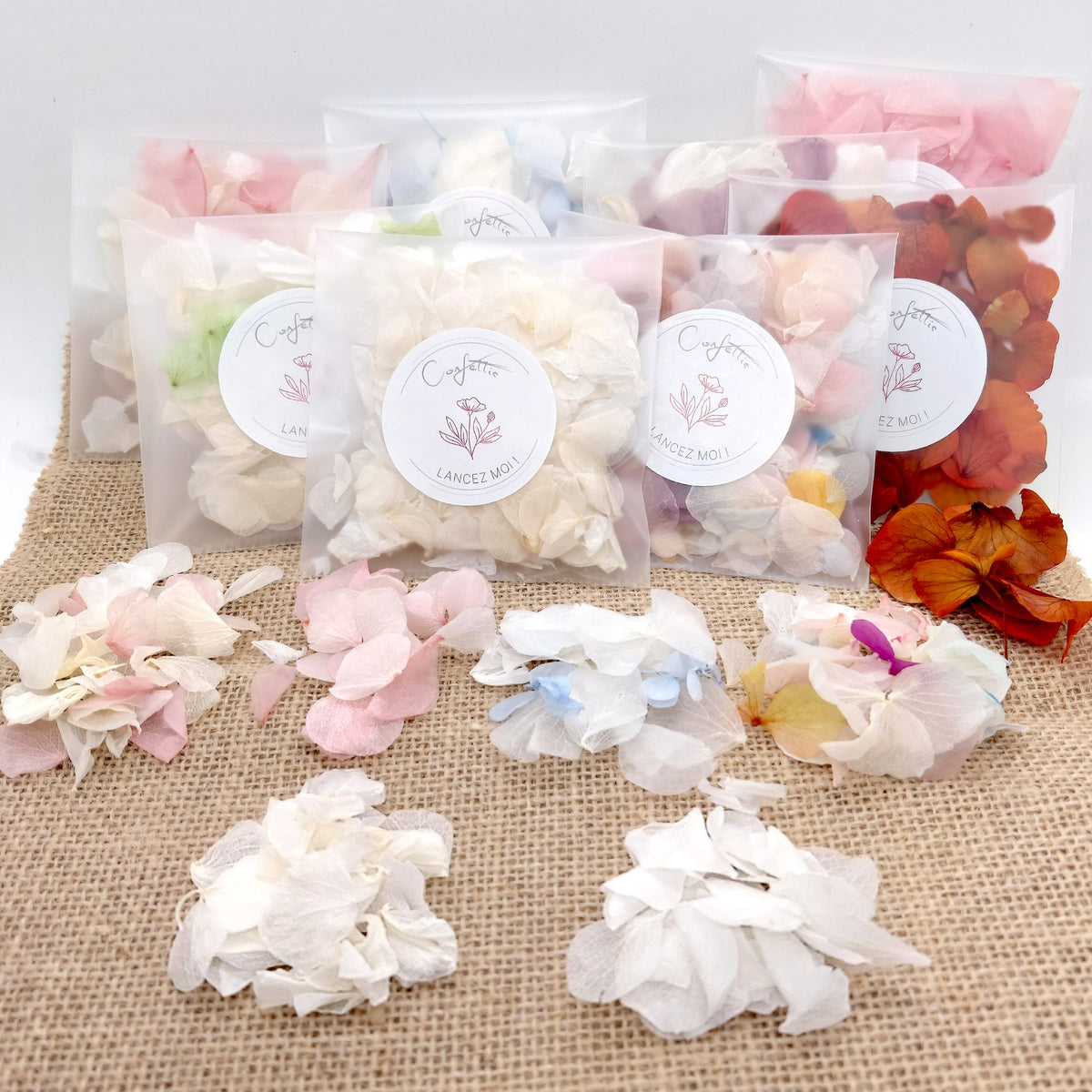 Sachet Pétales d'hortensia séché - Confettis de Mariage